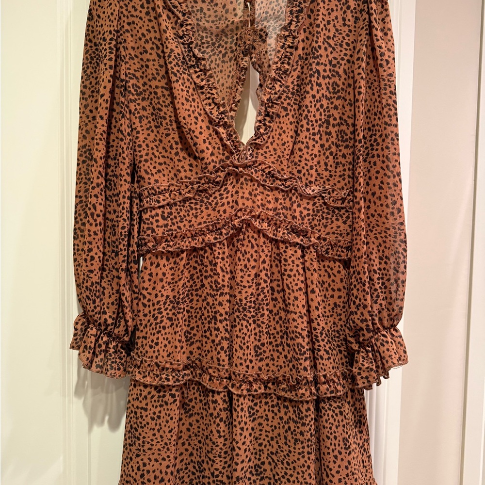 Leopard Print Ruffle Dress